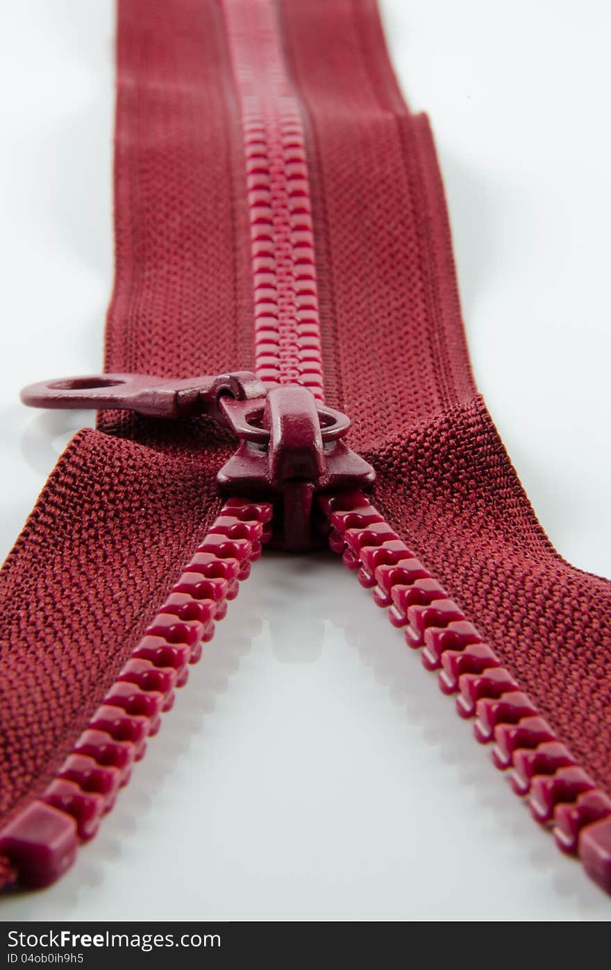 Open red zipper