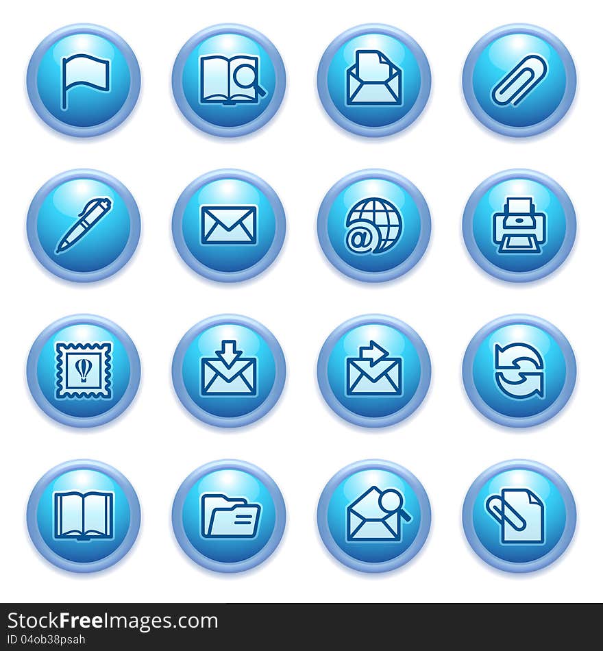 E-mail icons on blue buttons.