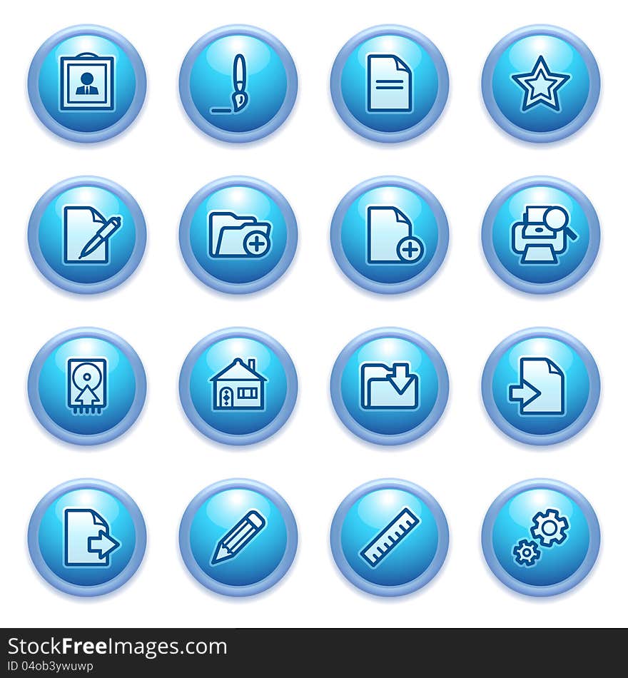 Document icons on blue buttons, set 2.