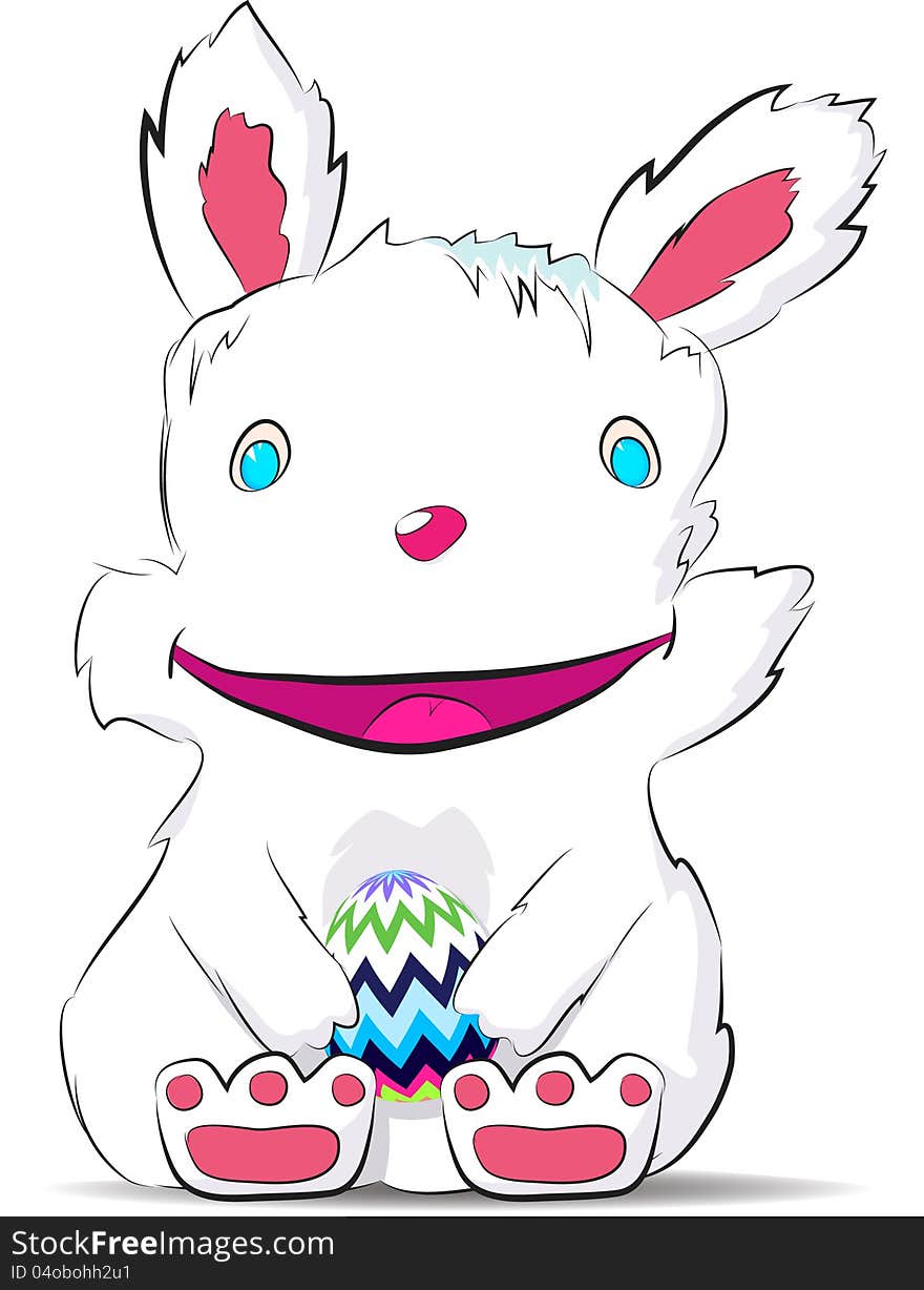 Smiling Easter Rabbit Drawn By Hand