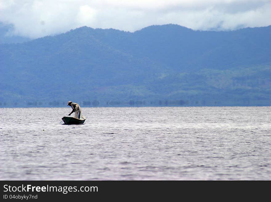 Fisherman In Lake Izabal