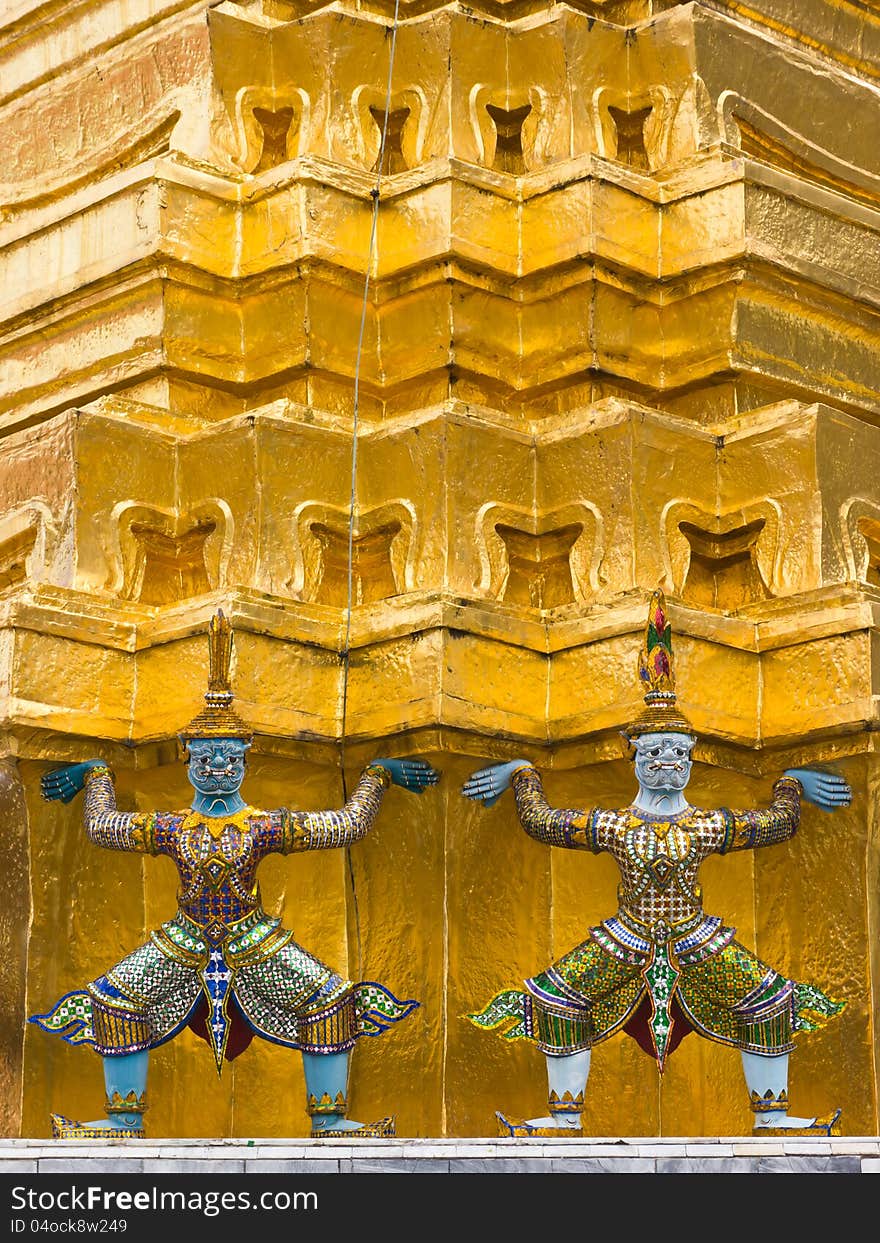 Guardian of pagoda, art in Wat Phra Kaew, Thailand. Guardian of pagoda, art in Wat Phra Kaew, Thailand