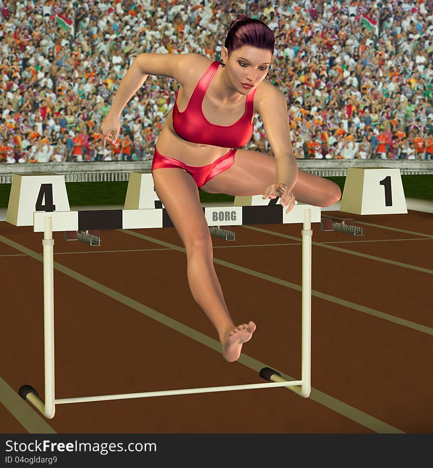 Woman In Hurdling