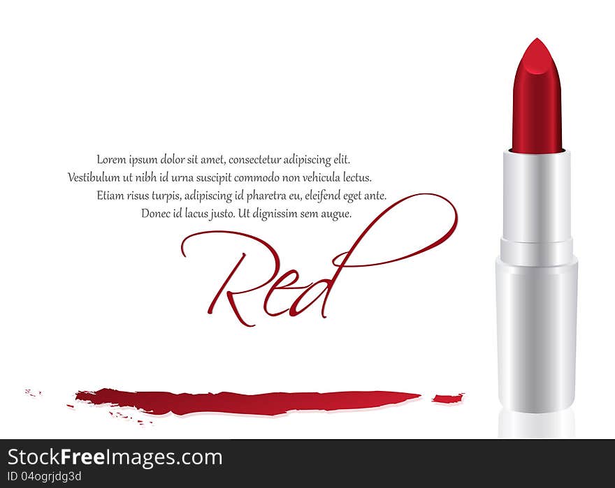 EPS10 file. Vector red lipstick over white background with space to write your own text