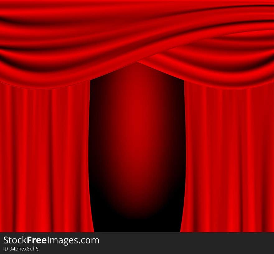 Beautiful red curtains scene background