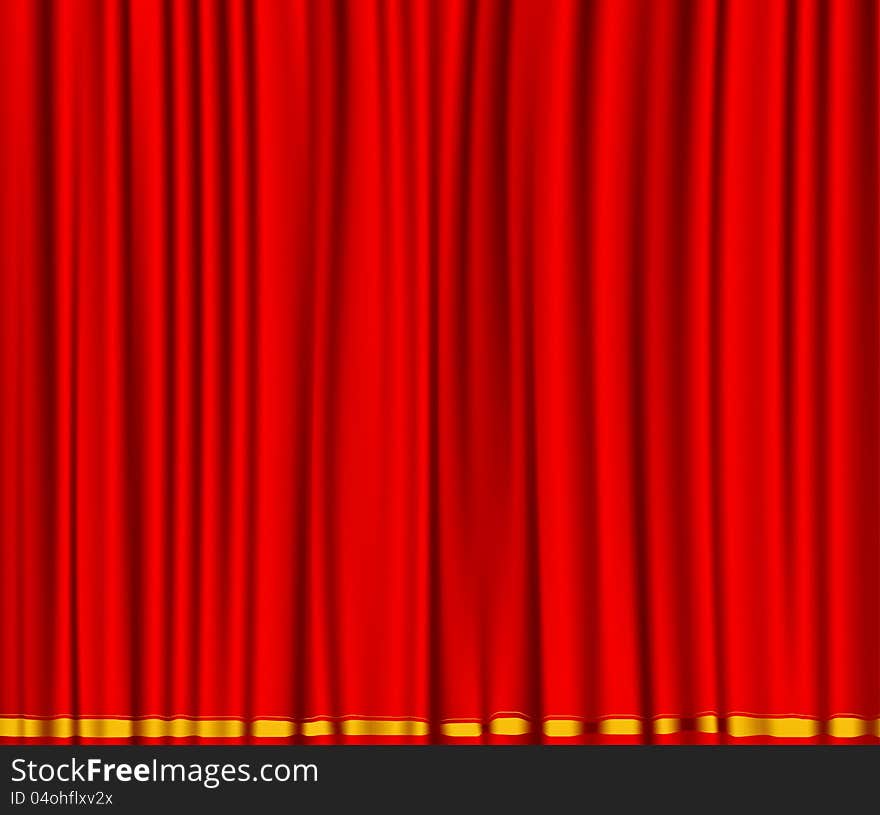 Beautiful red silk curtain scene background