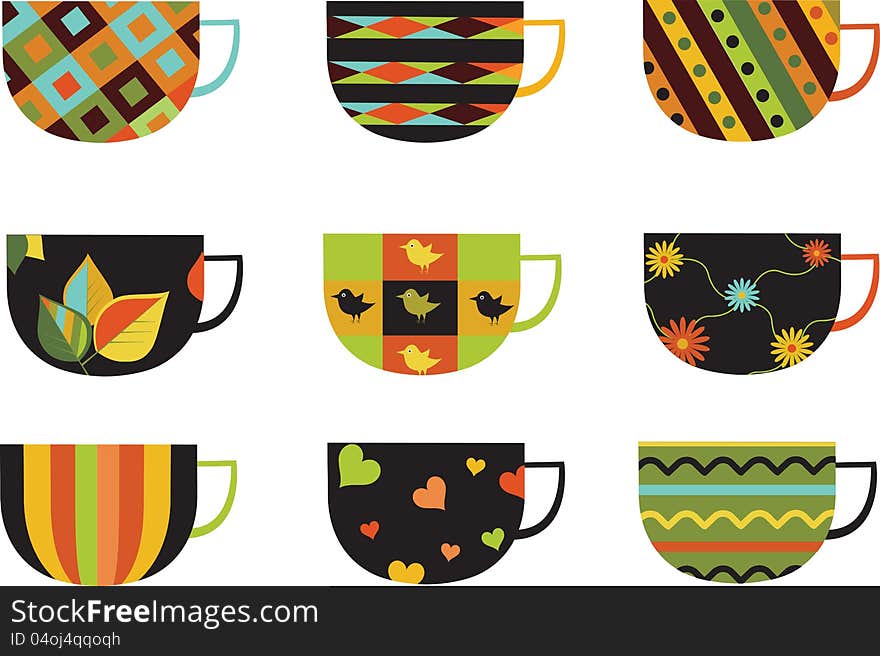 Collection Of Colorful Cups.