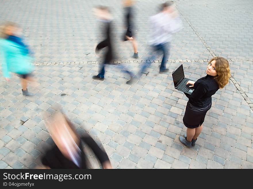 Businesswoman working on laptop