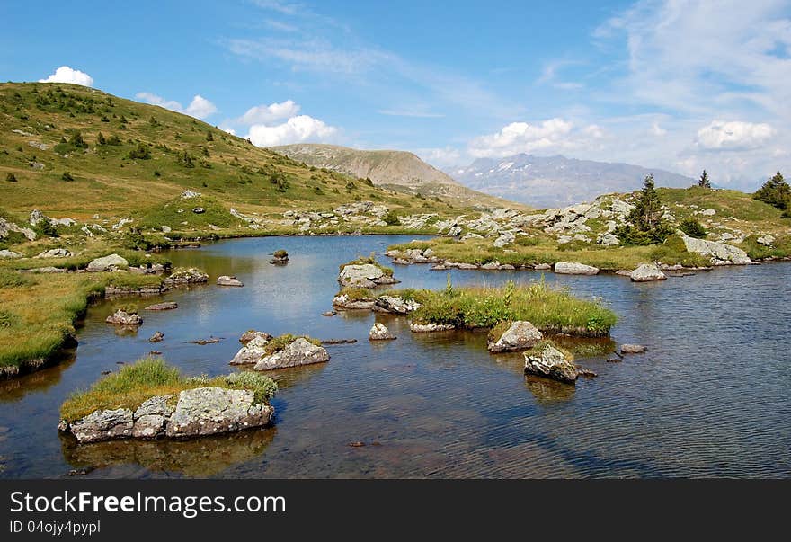 View On The Lake Fourchu In The French Alps