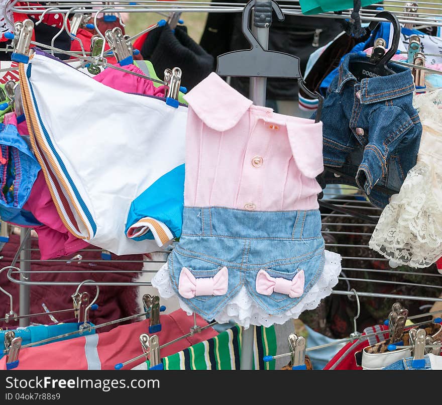 Street sale of  clothes for dogs