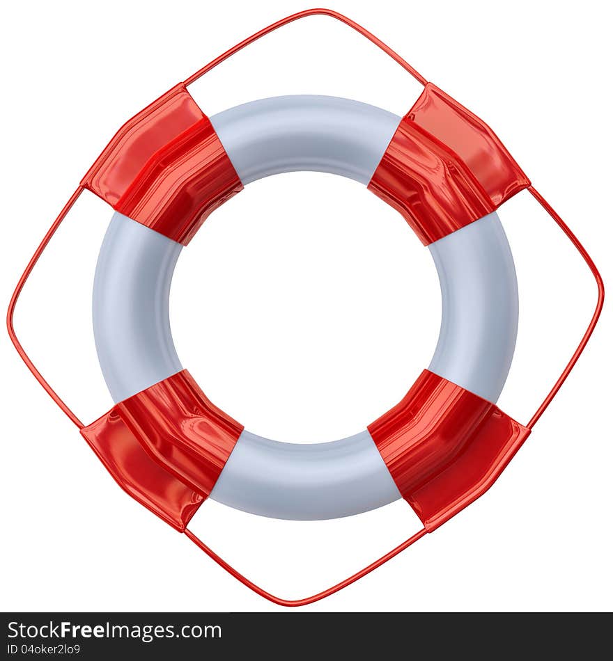 A large lifebuoy as life saving equipment for aid a person fallen overboard