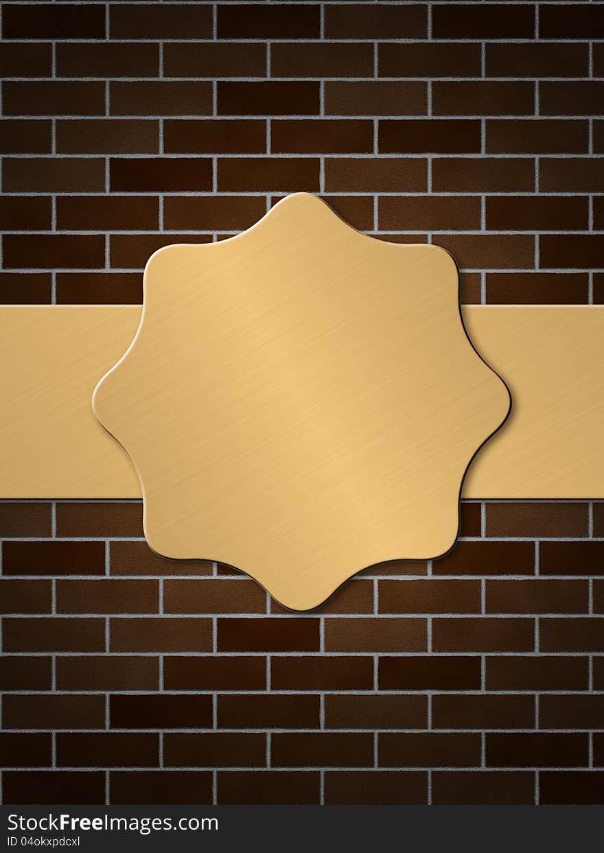 Golden Plate On Brick Wall