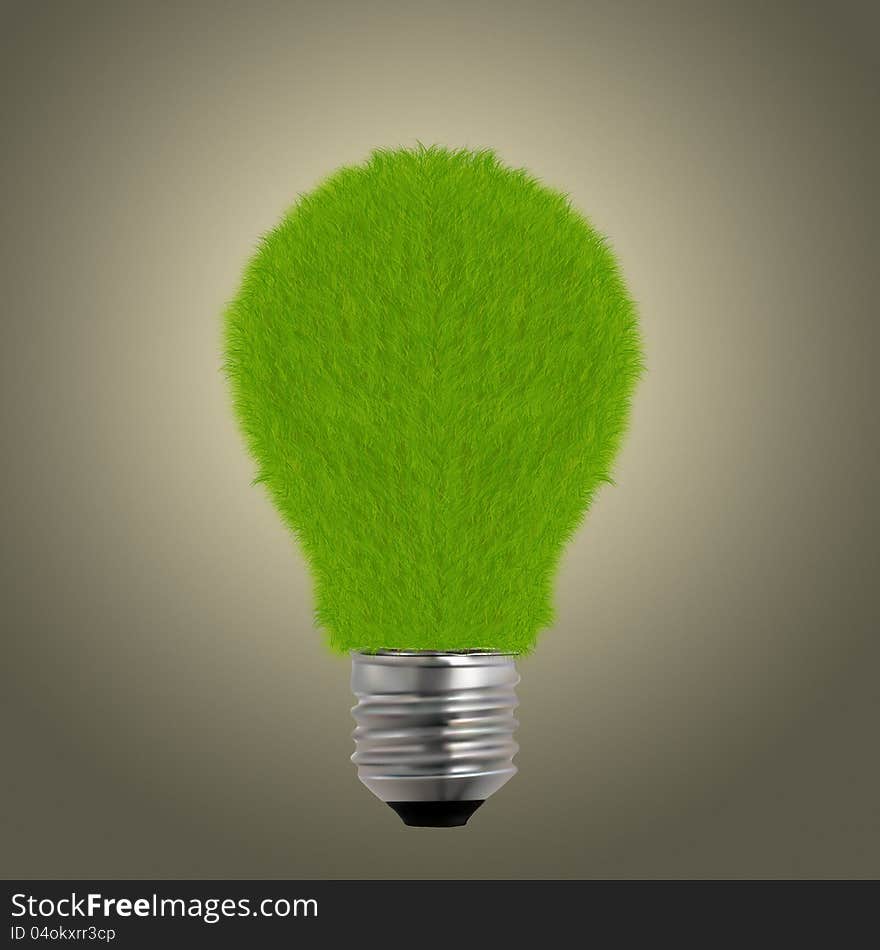 Green Grass On Light Bulb