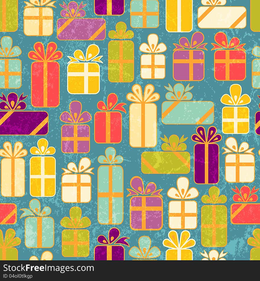 Seamless pattern with colorful gifts