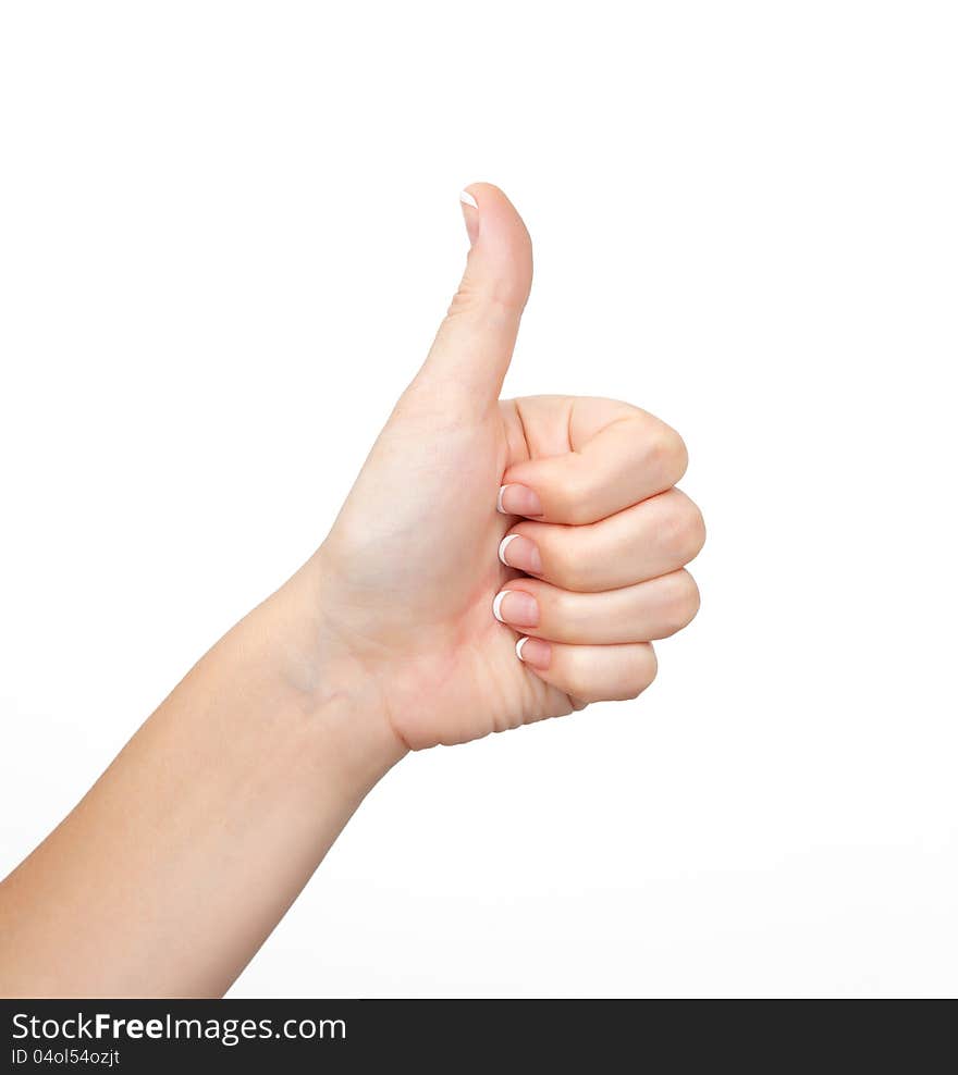 Female hand on the isolated background