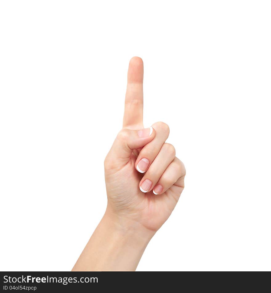 Female hand on the isolated background