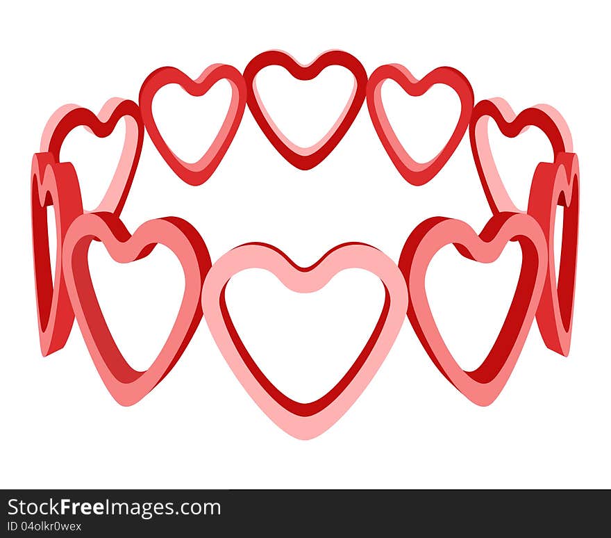 3d love heart crown isolated vector