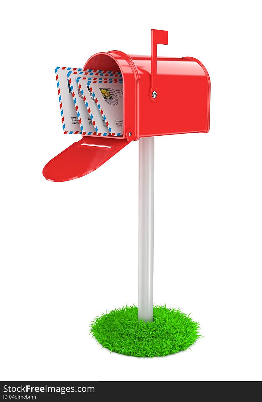 Red Mailbox with Mails