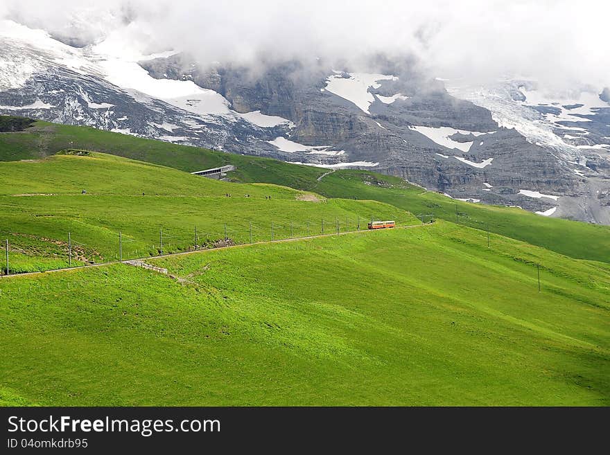 Train from Kleine Scheidegg to Jungfraujoch. Switzerland. Train from Kleine Scheidegg to Jungfraujoch. Switzerland.