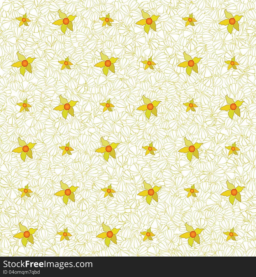 Seamless pattern from winter cherry floral motif white background. Seamless pattern from winter cherry floral motif white background