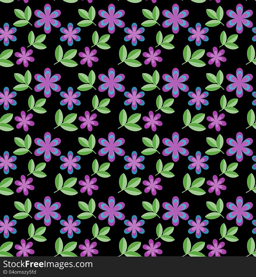 Seamless floral pattern with violet flowers