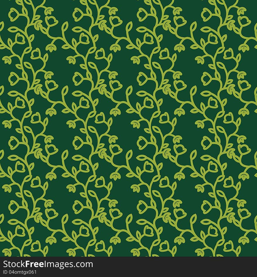 Seamless ornamental green floral pattern. Seamless ornamental green floral pattern