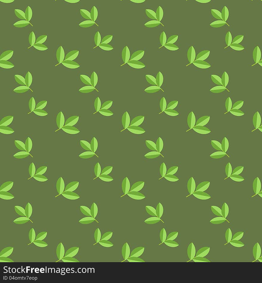 Seamless foliage on green background