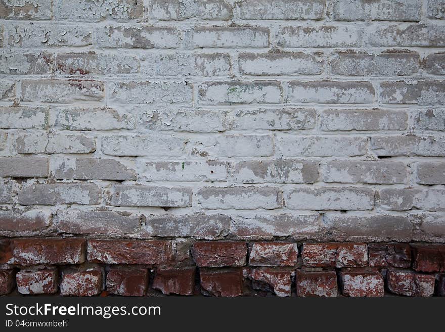 Old house white and red brickwall. Old house white and red brickwall