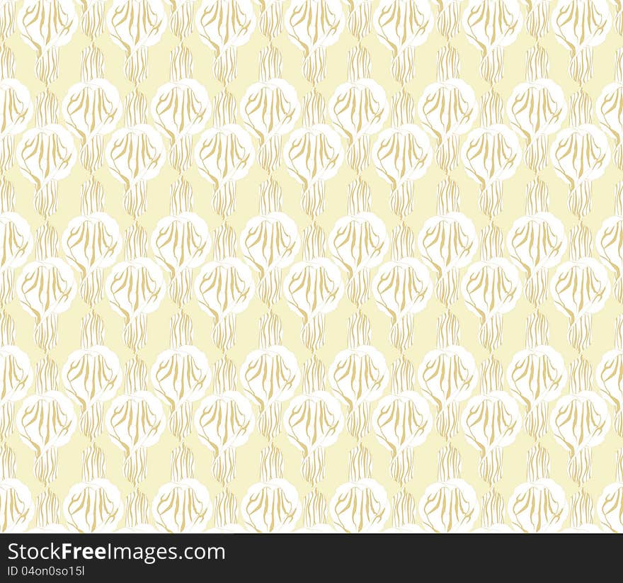 Seamless Texture With Outlined Decorative Flowers