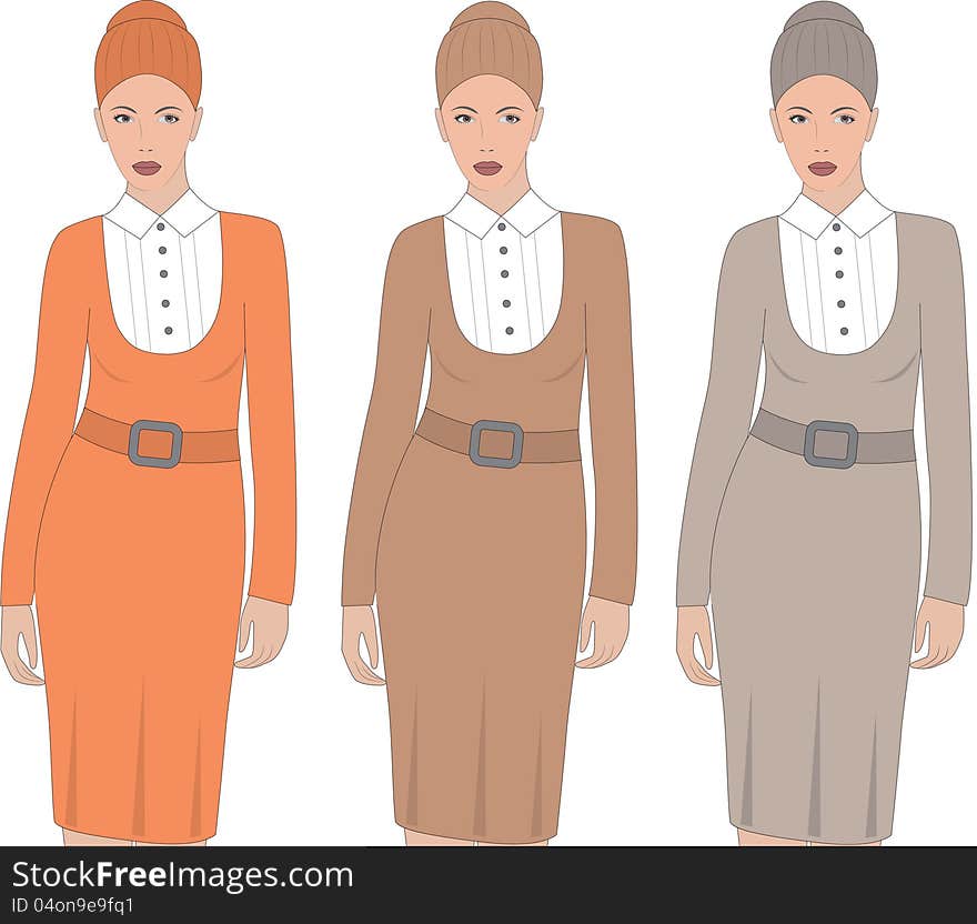 Business woman silhouettes on white background. Business woman silhouettes on white background