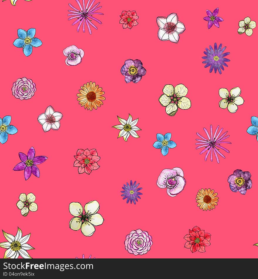 Watercolor Flowers Seamless