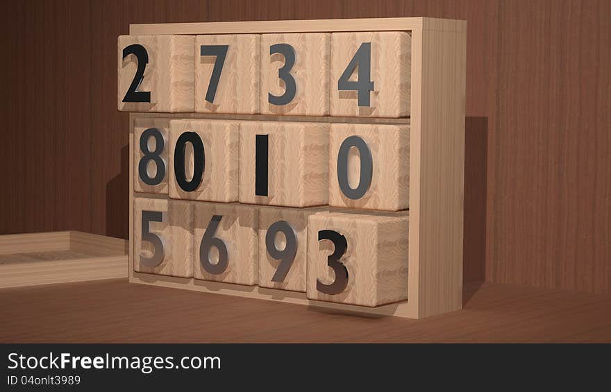 2013 on wooden cubes