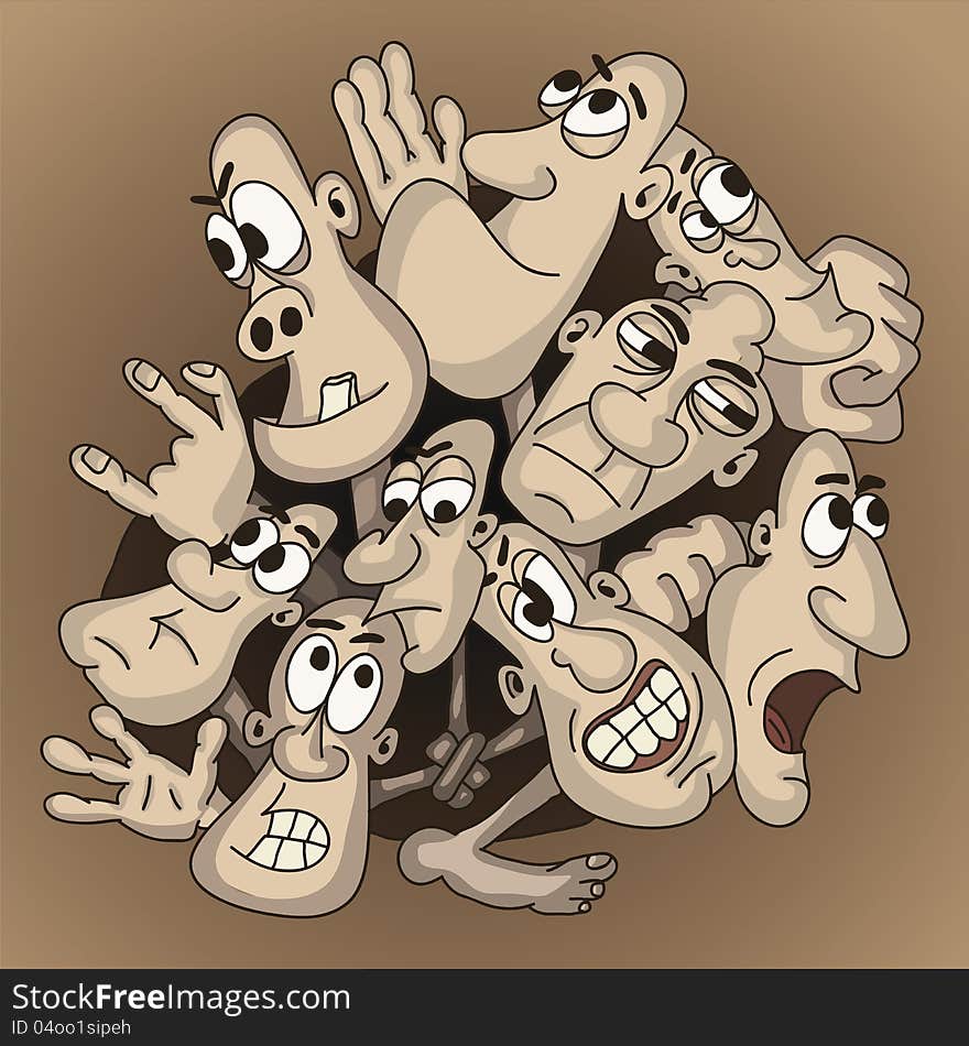 Vector abstract crowd. Illustration drawn in cartoon style. Vector abstract crowd. Illustration drawn in cartoon style.