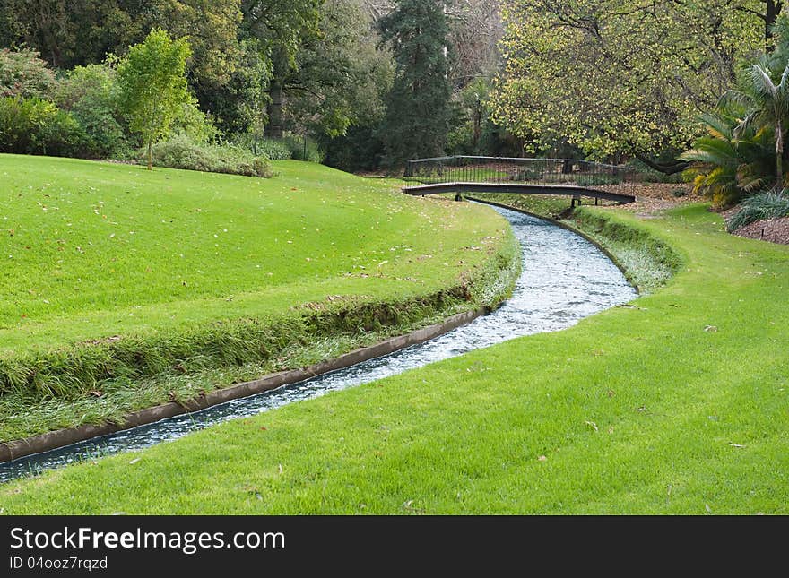 Stream in the landscaped park of South Australia