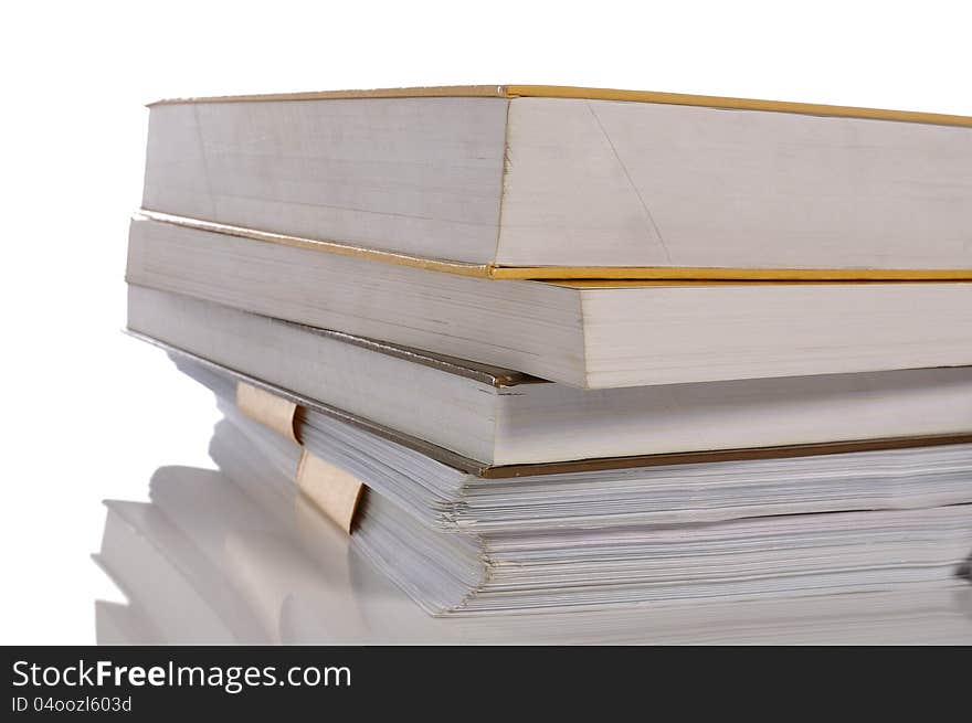 Stack of books isolated over white background