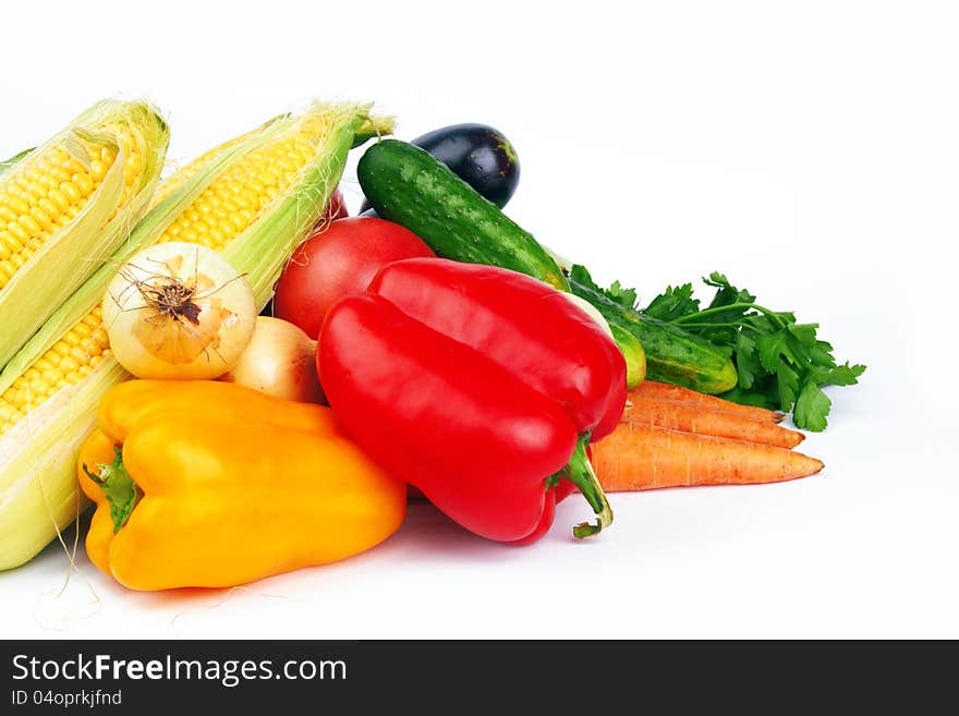 Different vegetables on a white background