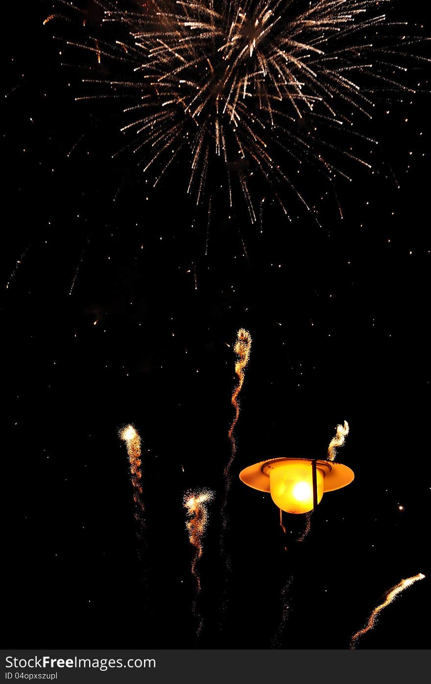 Firework over lantern