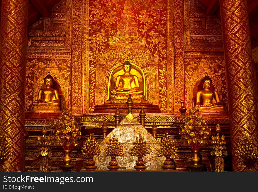 Detail of the temple Wat Phra Singh in Chiang Mai. Detail of the temple Wat Phra Singh in Chiang Mai