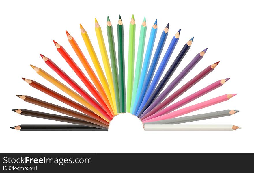 Beautiful composition made from crayons set on white background. Beautiful composition made from crayons set on white background