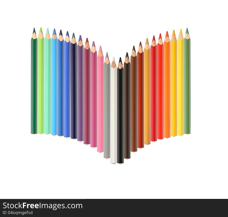 Set of color pencils on white background. Set of color pencils on white background