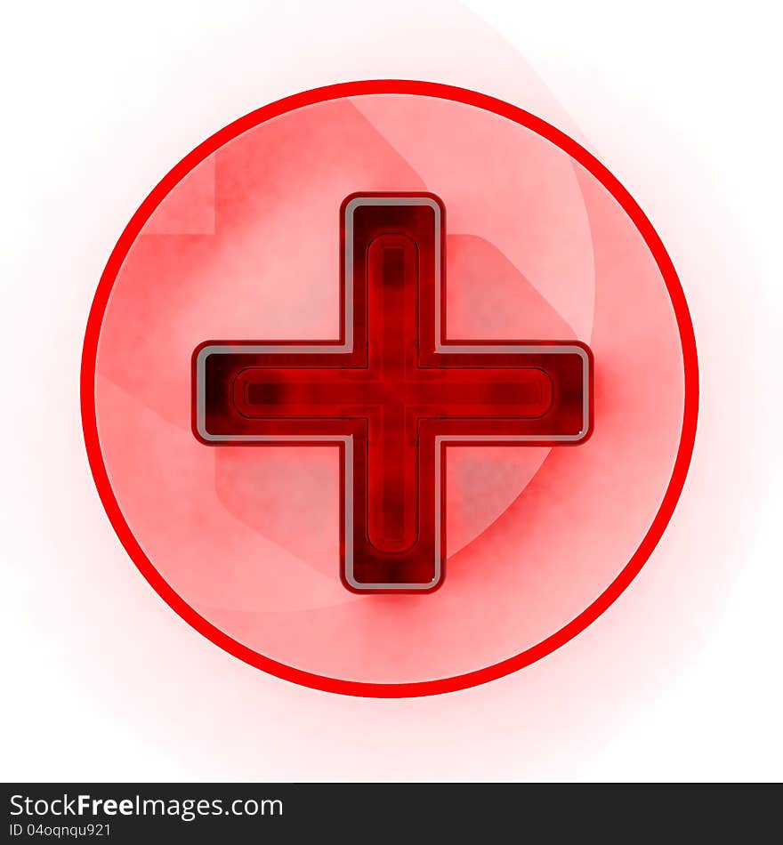 Red cross sign on white