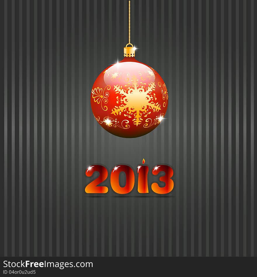 Happy new year with christmas ball