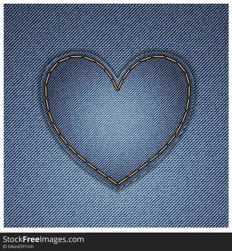 Blue heart on denim background. Greeting Card for Valentine's Day. Blue heart on denim background. Greeting Card for Valentine's Day.