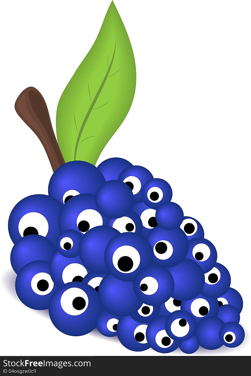 Vector grapes brush with eyes