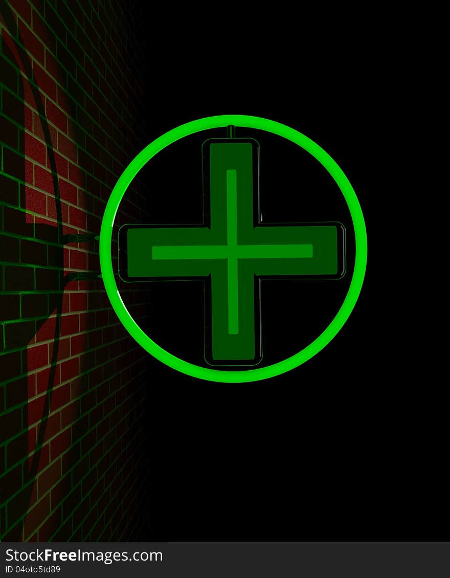 3d Pharmacy green cross sign. 3d Pharmacy green cross sign