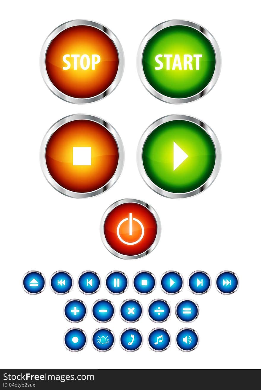 Various multimedia buttons and icon set. Various multimedia buttons and icon set