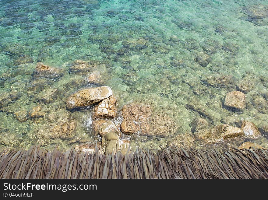 Rocks in the ocean top view