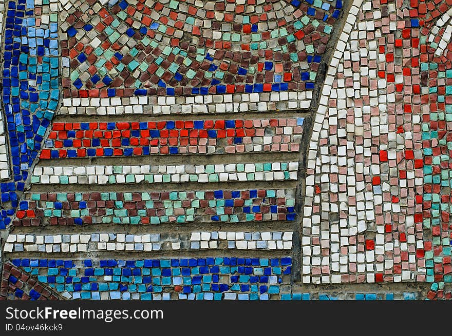 Old colorful mosaic wall texture