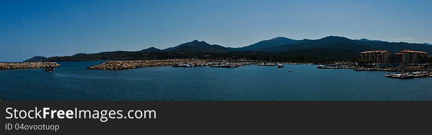 The mediterranian marina panorama in France near Spain