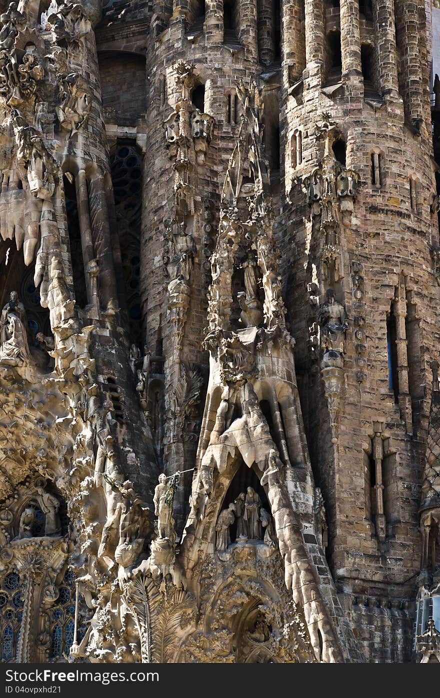 Sagrada familia, the right portal fragment. Sagrada familia, the right portal fragment